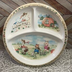 Vintage baby Mother Goose fairy tale rhyme kids divided plate dish PECO melamine